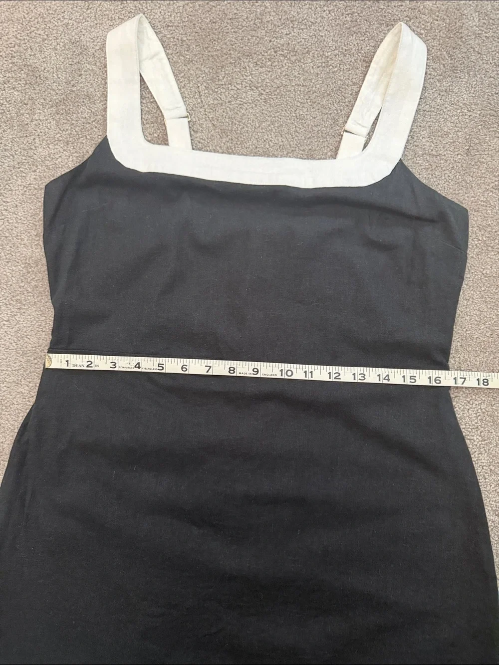 Abercrombie & Fitch Black/White Linen Wide Strap Mini Dress SZ L - Picture 10 of 10